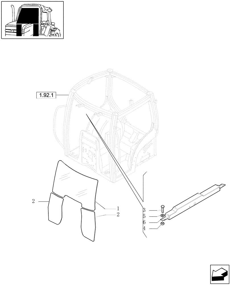 Схема запчастей Case IH MXU130 - (1.92.3/01) - (VAR.053-056-545) WINDSHIELD AND RELATED PARTS (10) - OPERATORS PLATFORM/CAB