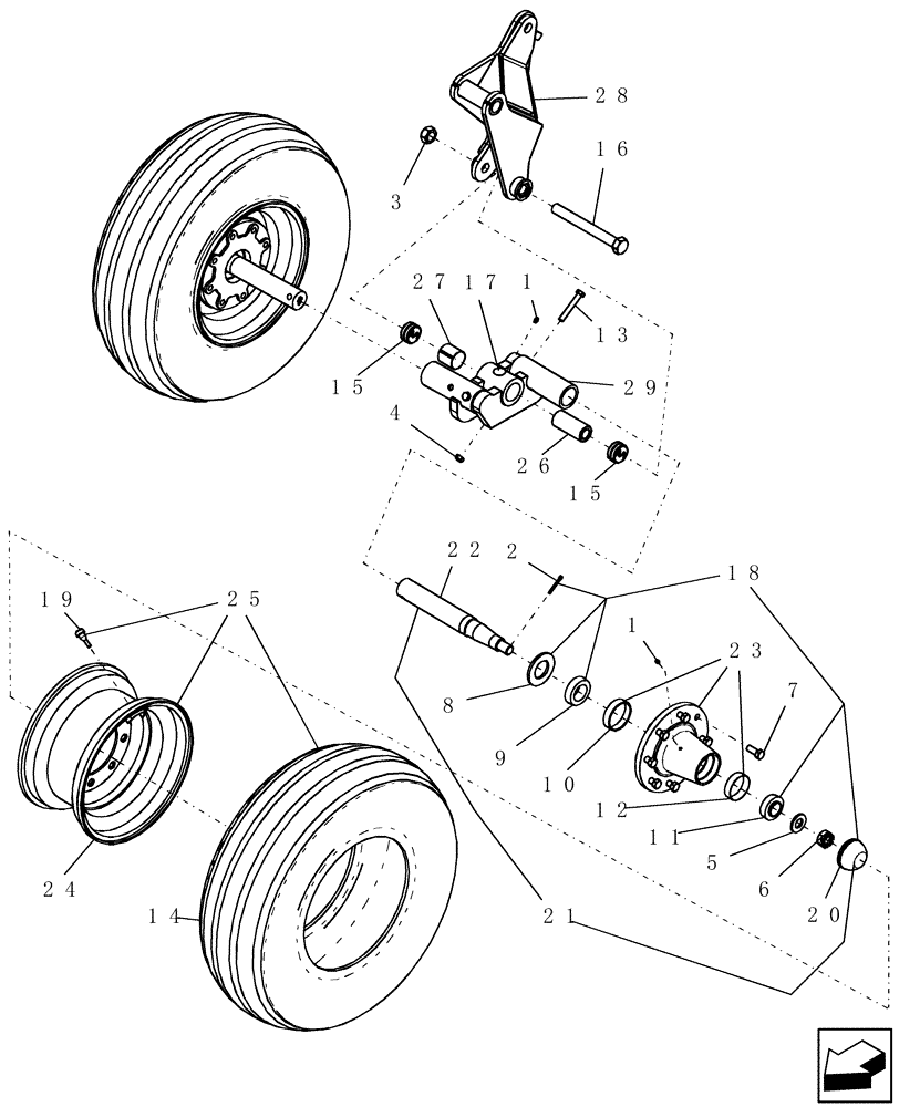 Схема запчастей Case IH ATX400 - (1.070.1) - REAR WALKBEAM, 8 BOLT HUB AND SPINDLE, CENTER SECTION - 51 AND 57 INTERROW MODELS (12) - FRAME