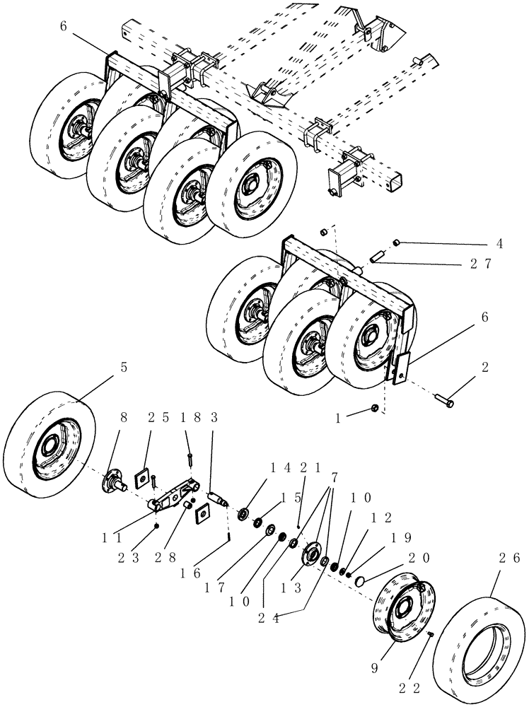 Схема запчастей Case IH ATX700 - (06.140.1) - PACKER, OUTER WING WALKING BEAM - 10" SPACING Packer Gang Assemblies and Frames