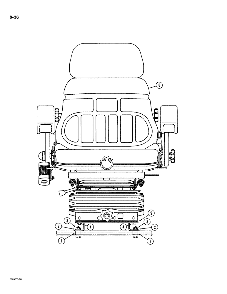 Схема запчастей Case IH KP-525 - (9-36) - SEAT MOUNTING, AIR SUSPENSION, CAB (09) - CHASSIS/ATTACHMENTS