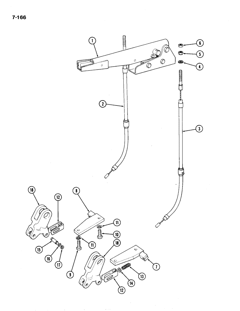 Схема запчастей Case IH 1194 - (7-166) - HAND BRAKE LINKAGE, TRACTORS WITH CAB (07) - BRAKES