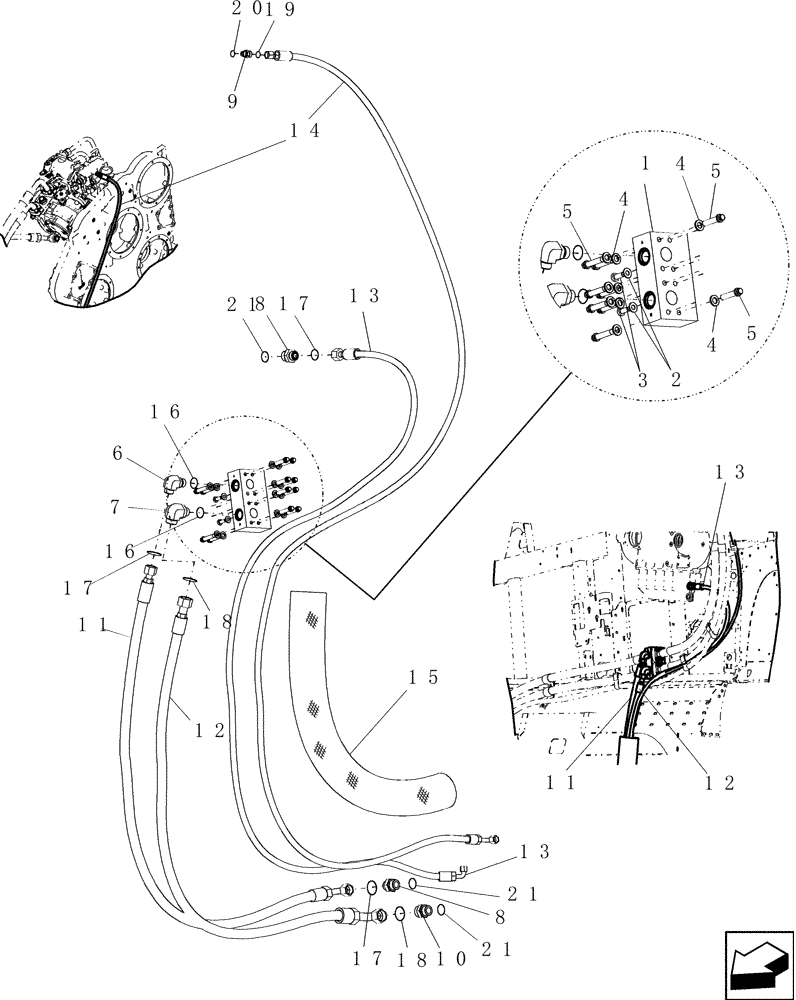 Схема запчастей Case IH 9010 - (44.200.09) - HYDRAULIC LINES, POWERED REAR AXLE (44) - WHEELS