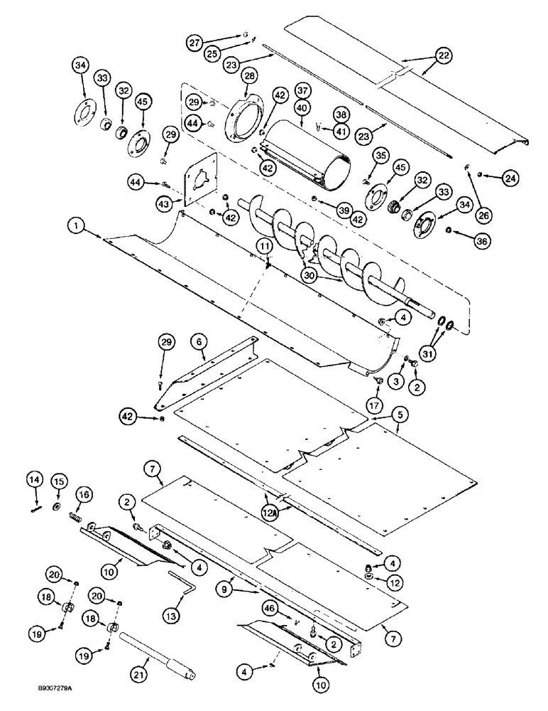 Схема запчастей Case IH 1688 - (9D-16) - TAILINGS AUGER TROUGH (16) - GRAIN ELEVATORS & AUGERS