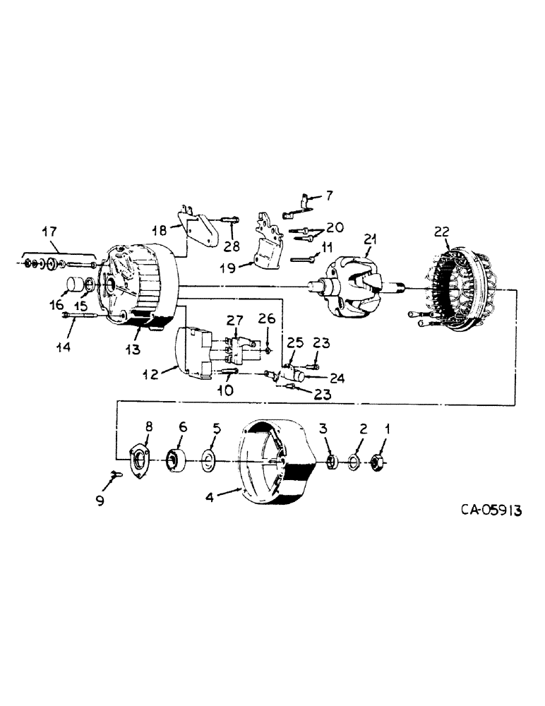 Схема запчастей Case IH 154 - (08-04) - ELECTRICAL, ALTERNATOR GENERATOR, WITH INTEGRAL SOLID STATE VOLTAGE REGULATOR, 184 TRACTORS (06) - ELECTRICAL