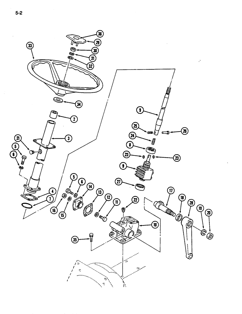 Схема запчастей Case IH 245 - (5-02) - STEERING GEAR AND COLUMN, MANUAL STEERING (05) - STEERING