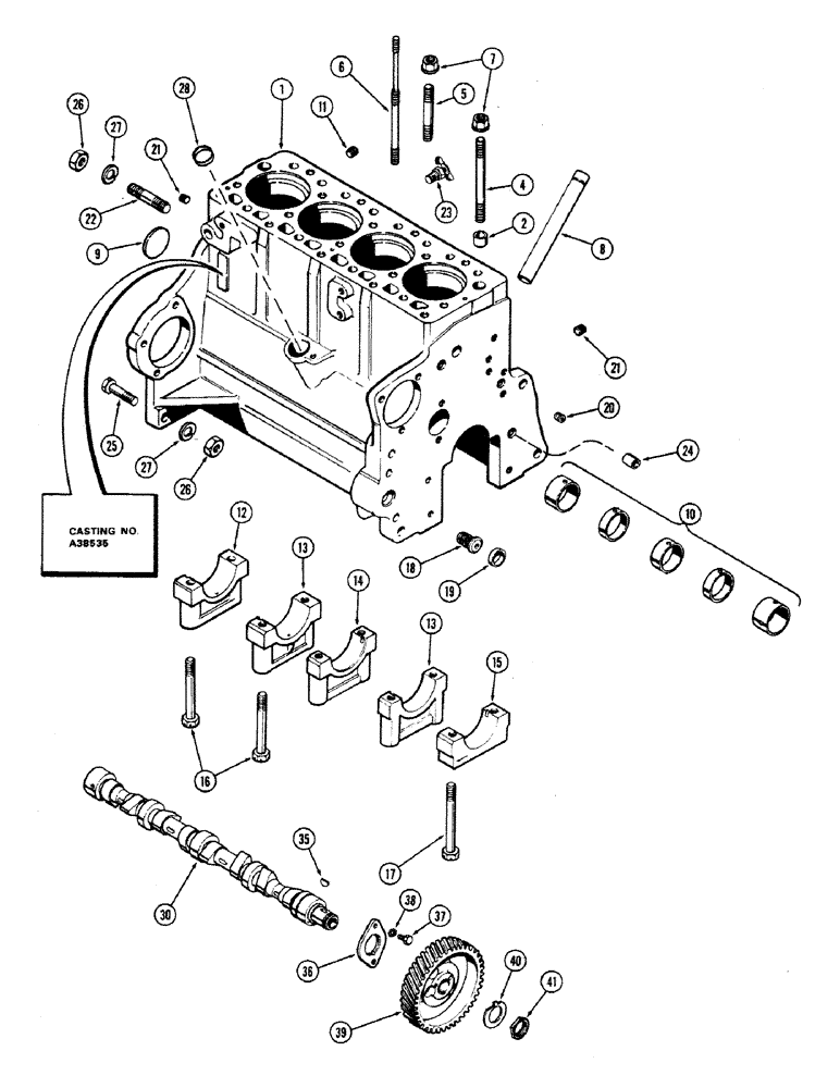 Схема запчастей Case IH 660 - (365A) - CYLINDER BLOCK ASSEMBLY, 188 DIESEL ENGINE, FIRST USED ENGINE SERIAL NUMBER 2679761 