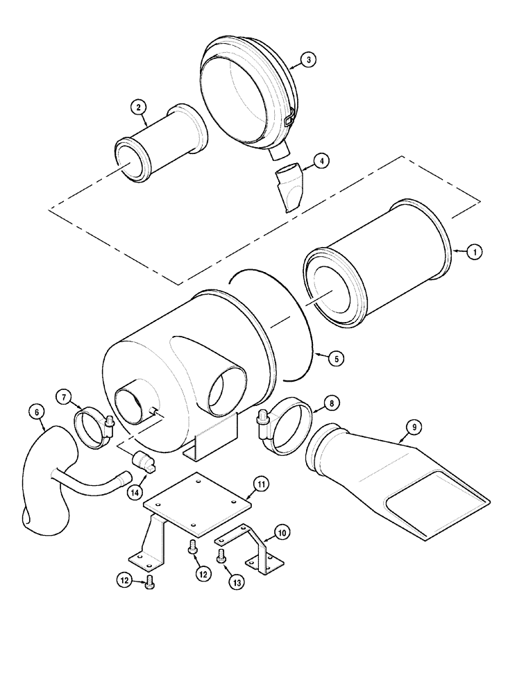 Схема запчастей Case IH MX120 - (02-11) - AIR CLEANER - WITHOUT ASPIRATOR (02) - ENGINE