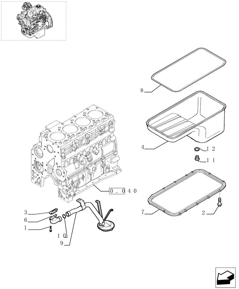 Схема запчастей Case IH PX110 - (0.04.2[01]) - ENGINE OIL SUMP (504084712) (02) - ENGINE