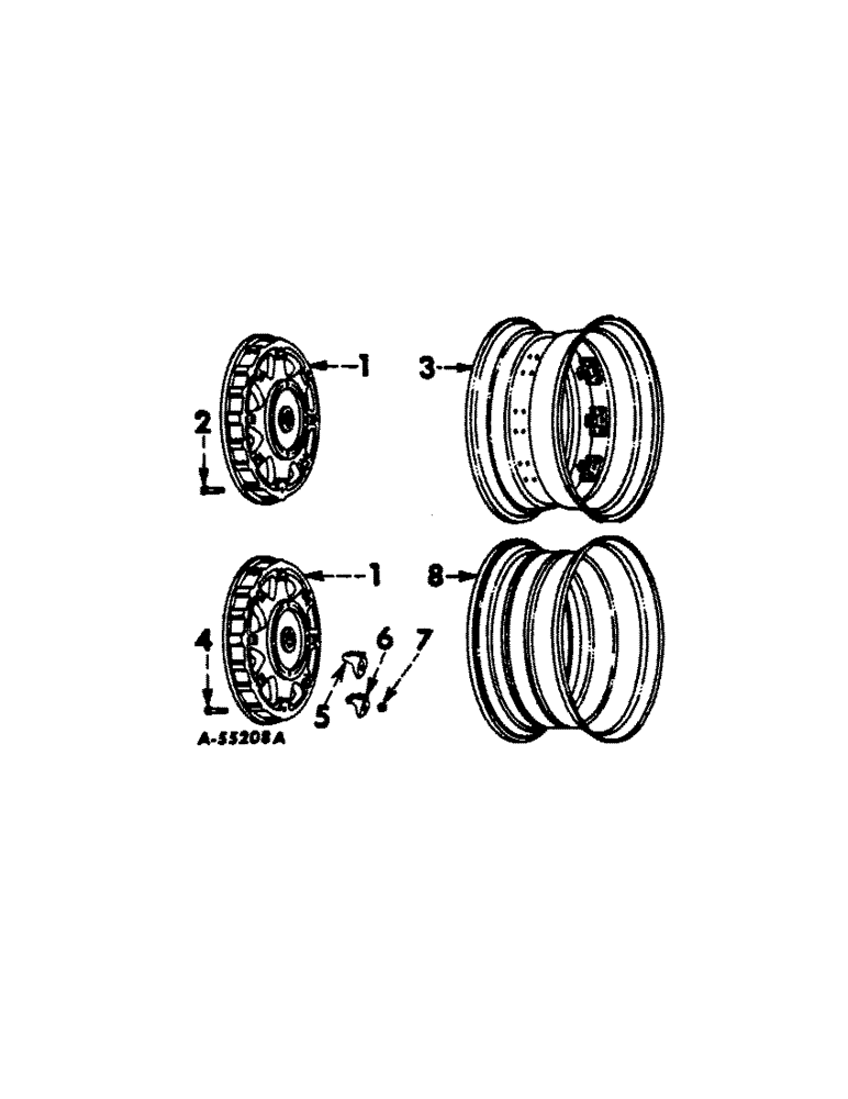 Схема запчастей Case IH 560 - (203) - WHEELS, REAR WHEELS, PNEUMATIC TIRES, FOR INTERNATIONAL 560 SERIES W/30 INCH RIM WHEELS (11) - WHEELS