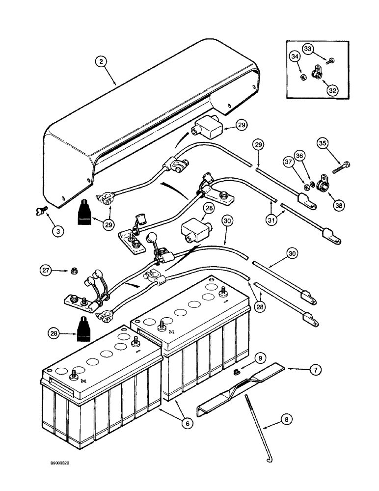 Схема запчастей Case IH 2055 - (4-32) - BATTERY COVER, BATTERY AND CABLES (06) - ELECTRICAL SYSTEMS