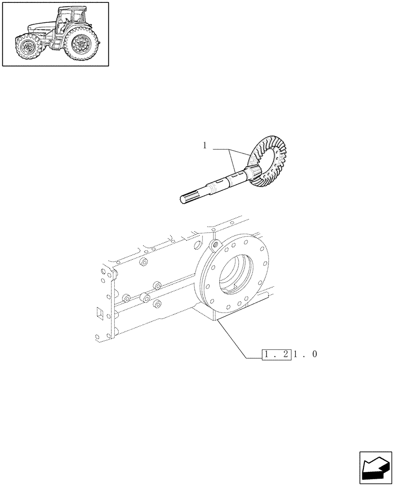 Схема запчастей Case IH JX1090U - (1.32.1/07) - (VAR.406) FRONT AXLE, 40KM/H HYDR.DIFF.LOCK - REAR BEVEL GEAR PAIR (03) - TRANSMISSION