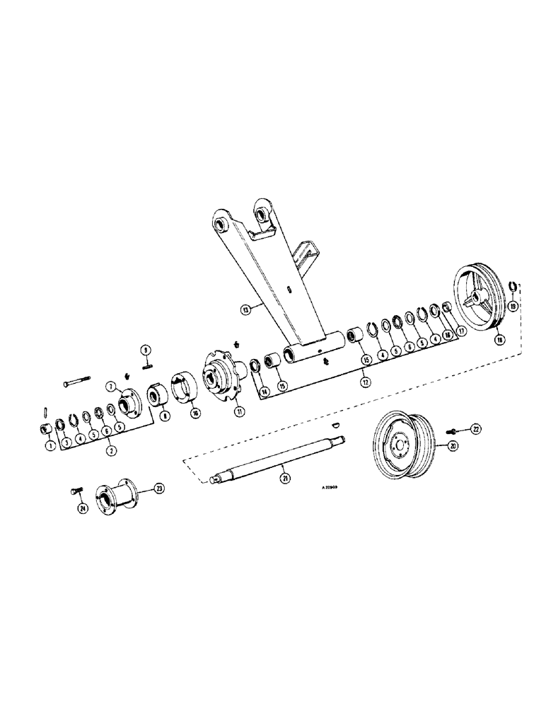 Схема запчастей Case IH 401 - (12) - WHEEL ARM & AXLE, LEFT HAND TWO WHEEL DRIVE 