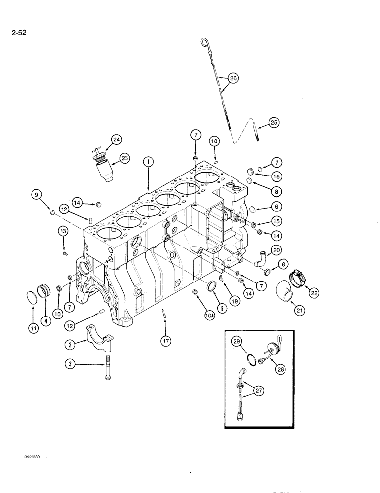 Схема запчастей Case IH 9210 - (2-052) - CYLINDER BLOCK, 6T-830 ENGINE, 9210 TRACTOR ONLY, PRIOR TO ENGINE SERIAL NO. 44706126 (02) - ENGINE