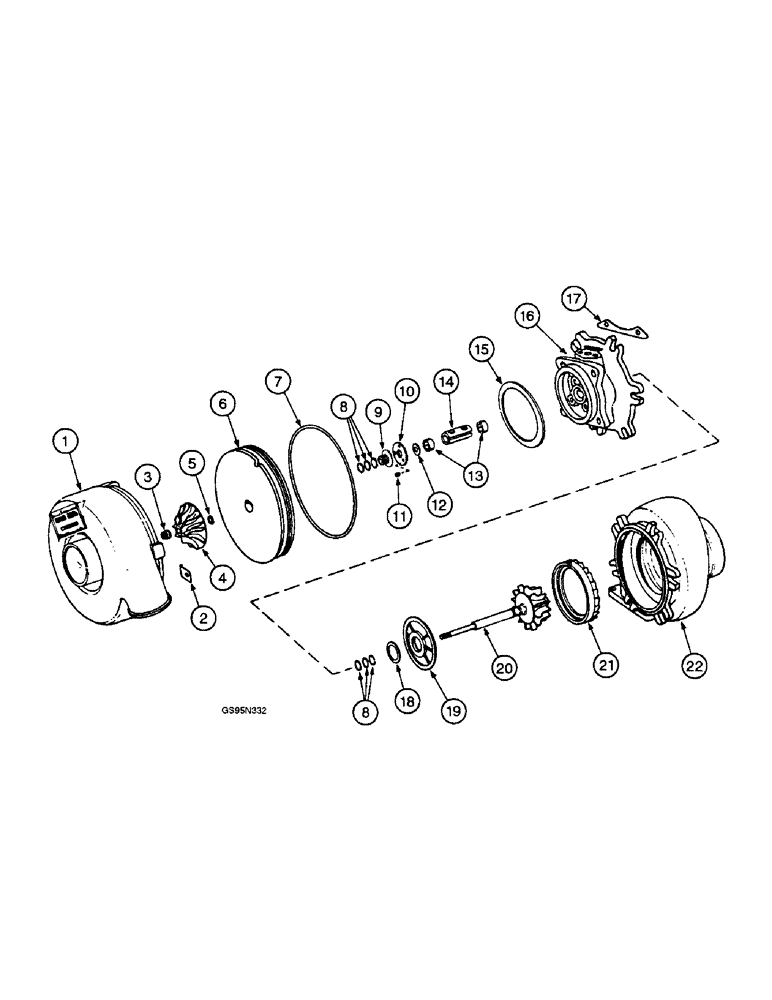 Схема запчастей Case IH DT-361 - (8-70) - TURBOCHARGER, 1206 AND 21206 TRACTORS 