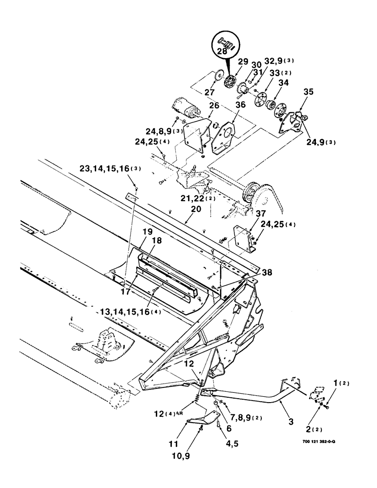 Схема запчастей Case IH 8360 - (2-06) - HEADER AND PRIMARY DRIVE ASSEMBLY, 12 FT, LEFT (09) - CHASSIS