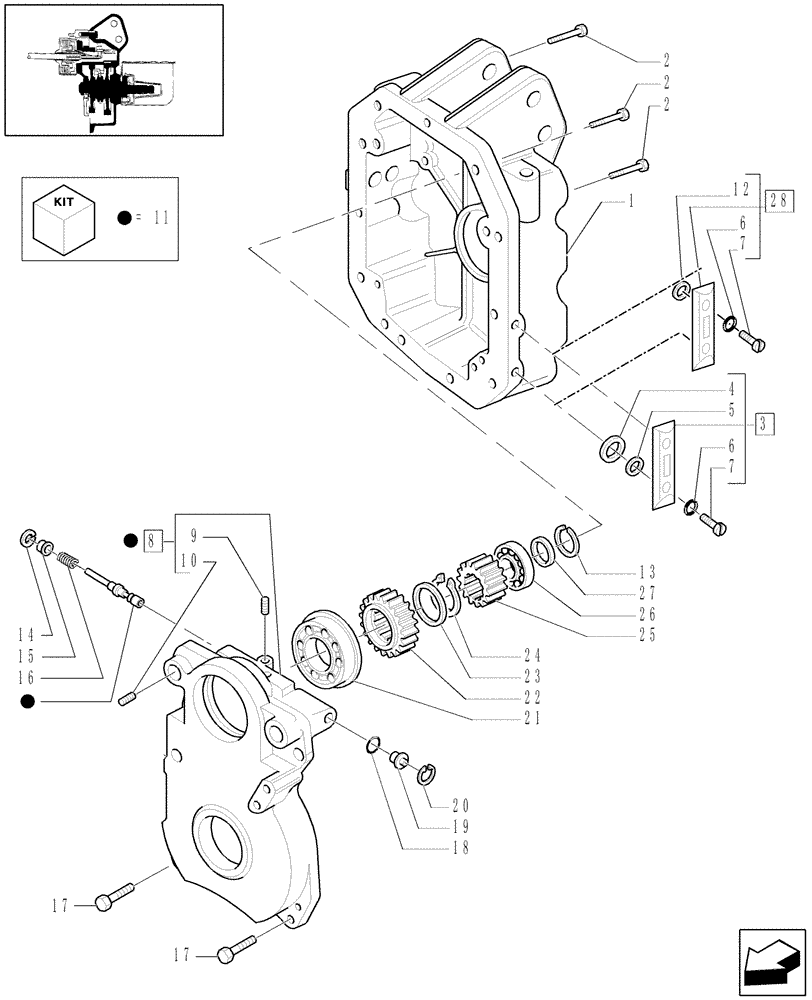 Схема запчастей Case IH MXU130 - (1.80.1/02[01]) - (VAR.807) POWER TAKE-OFF 540/1000 RPM (NA) - COVER AND ASSOCIATED PARTS (07) - HYDRAULIC SYSTEM