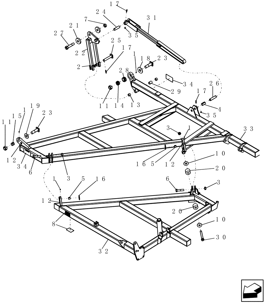 Схема запчастей Case IH 600 - (39.100.07) - 9 FIVE SECTION OUTER WING ASSEMBLY (39) - FRAMES AND BALLASTING