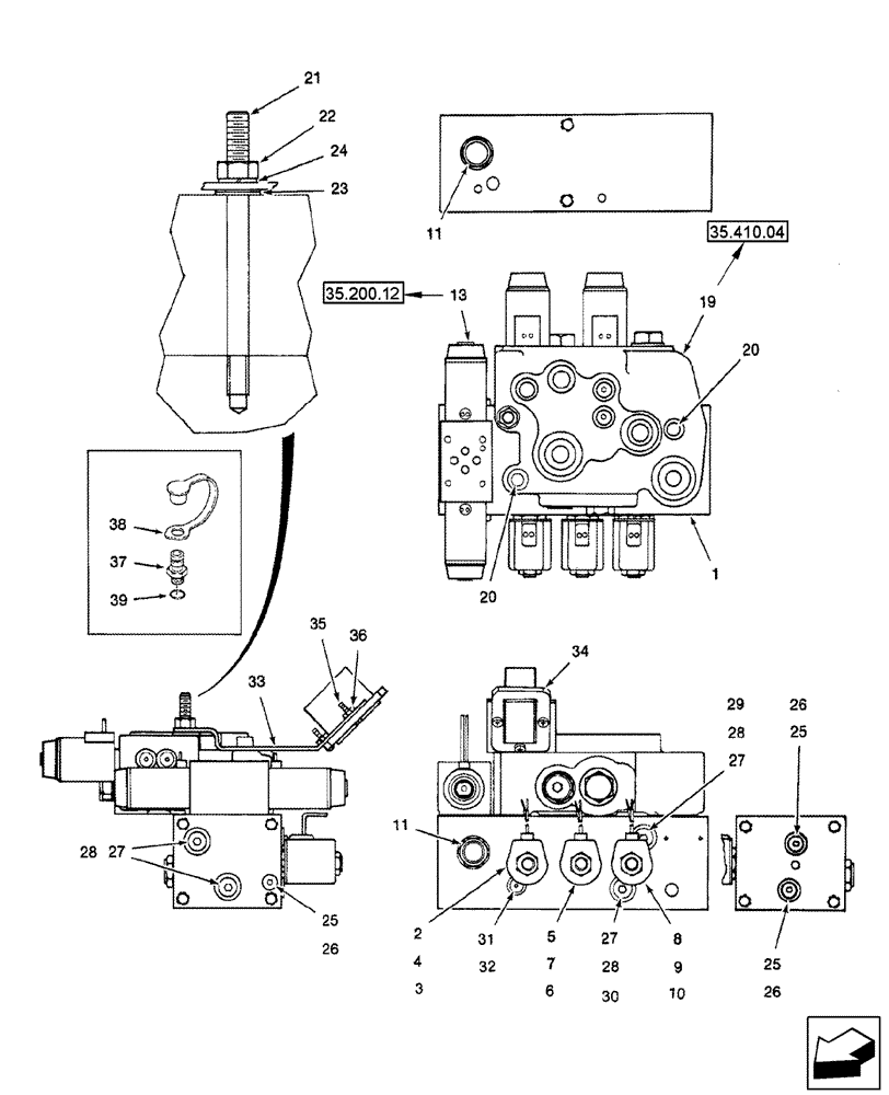 Схема запчастей Case IH 2577 - (35.410.01) - VALVE ASSY - CONTROL - HEADER LIFT VALVE ASSY (35) - HYDRAULIC SYSTEMS