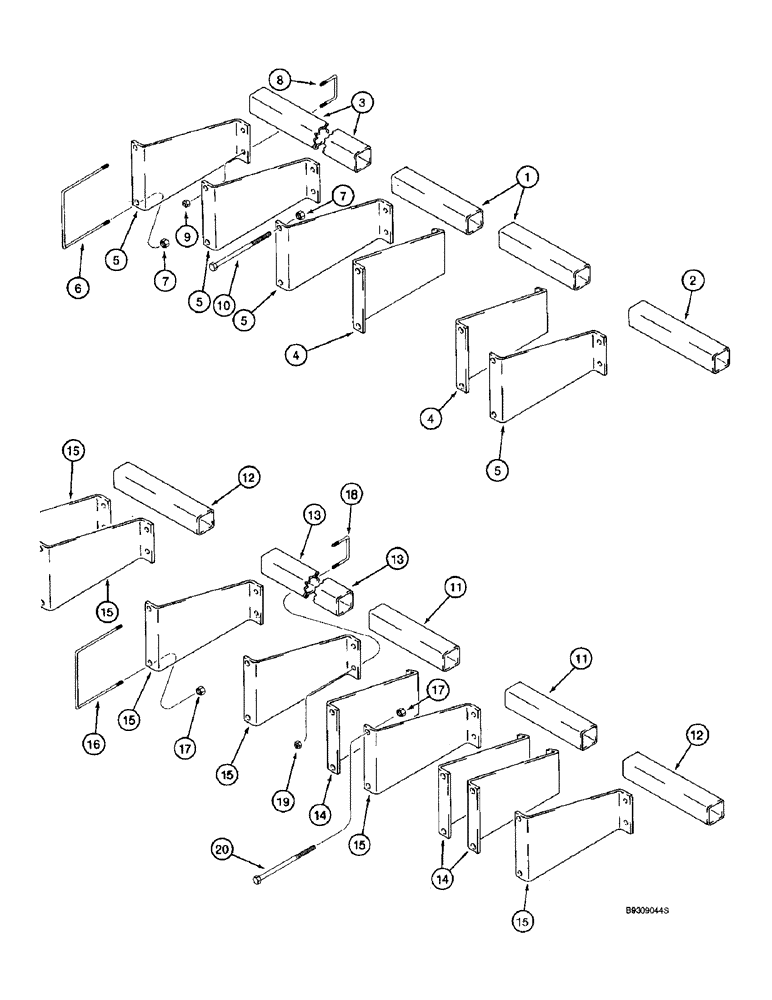 Схема запчастей Case IH 955 - (9F-094) - FERTILIZER APPLICATOR MOUNTING BAR (09) - CHASSIS/ATTACHMENTS