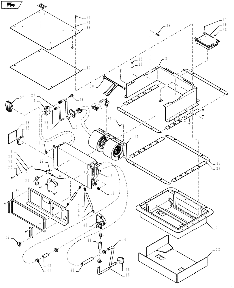 Схема запчастей Case IH 4420 - (01-027) - HVAC/A, ATC UNIT Cab Interior