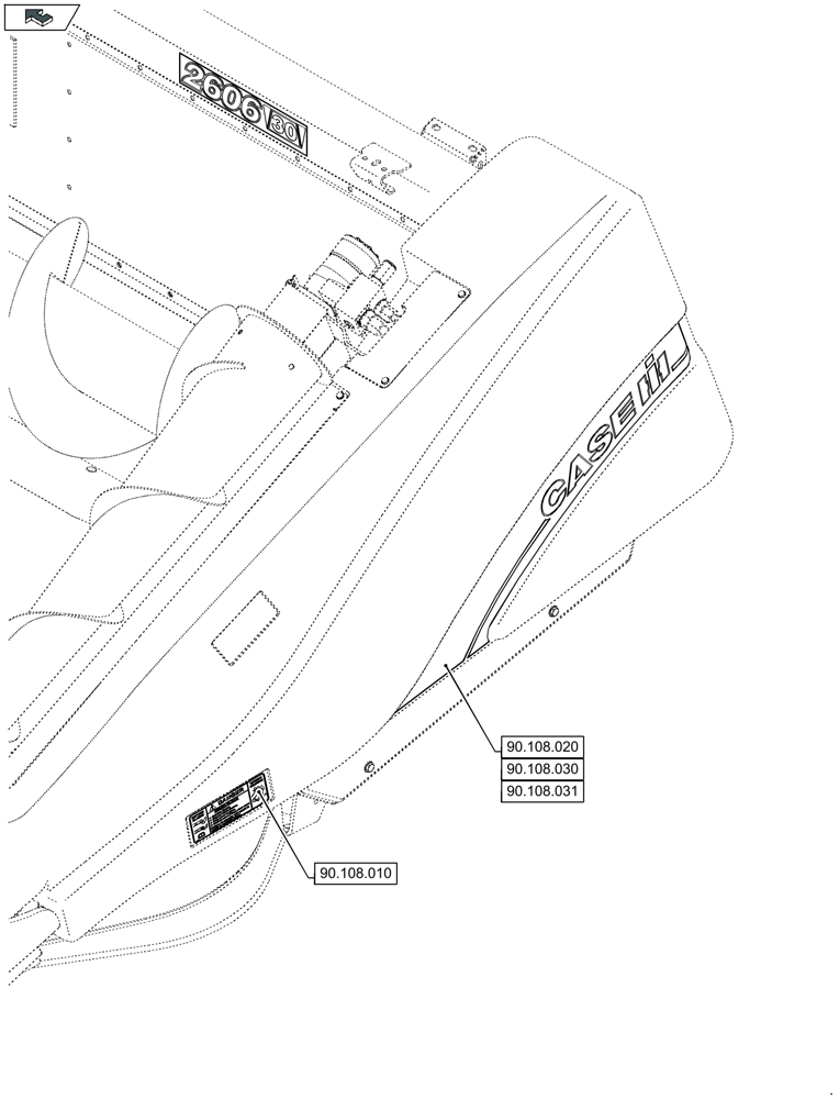 Схема запчастей Case IH 2608XF - (00.000.90) - PICTORIAL INDEX - PLATFORM, CAB, BODYWORK AND DECALS (00) - GENERAL & PICTORIAL INDEX
