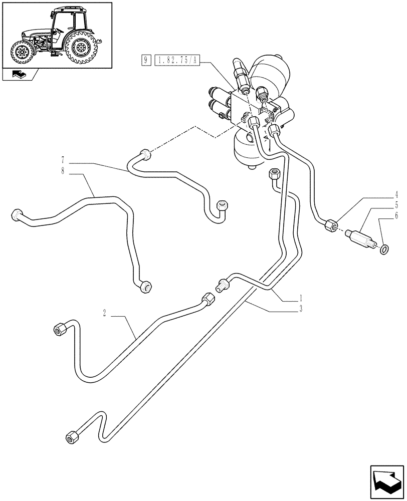 Схема запчастей Case IH FARMALL 95C - (1.82.75/01) - FRONT HPL AND PTO AXLE MOUNTED WITH ELECTRONIC CONTROL - PIPES (VAR.330848-331848-332848-333848) (07) - HYDRAULIC SYSTEM