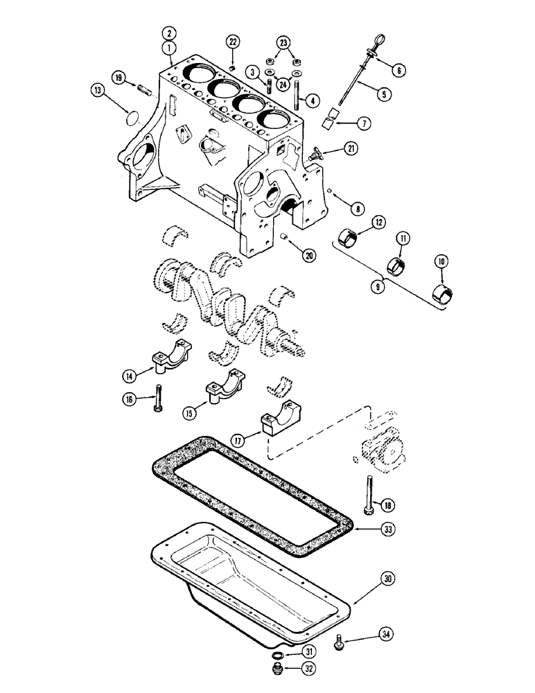 Схема запчастей Case IH 950 - (011A) - CYLINDER BLOCK ASSEMBLY, FOR BRACKET MTD. OIL FILTER, OIL PAN 