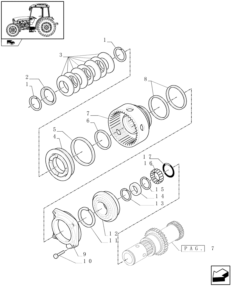 Схема запчастей Case IH FARMALL 95C - (1.28.7/01[05]) - 32X16 HI-LO AND POWER SHUTTLE TRANSMISSION - DRIVE GEAR SHAFT (VAR.330275) (03) - TRANSMISSION