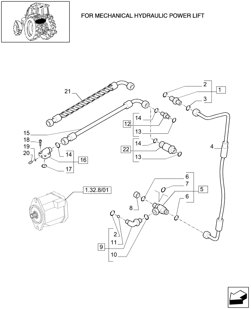 Схема запчастей Case IH MXU110 - (1.82.1/04[02]) - (VAR.355-355/1) 2 OR 4 CCLS CONTROL VALVES WITH TRAILER BRAKE VALVE (ITALY) - HYDRAULIC LIFT PIPES (07) - HYDRAULIC SYSTEM