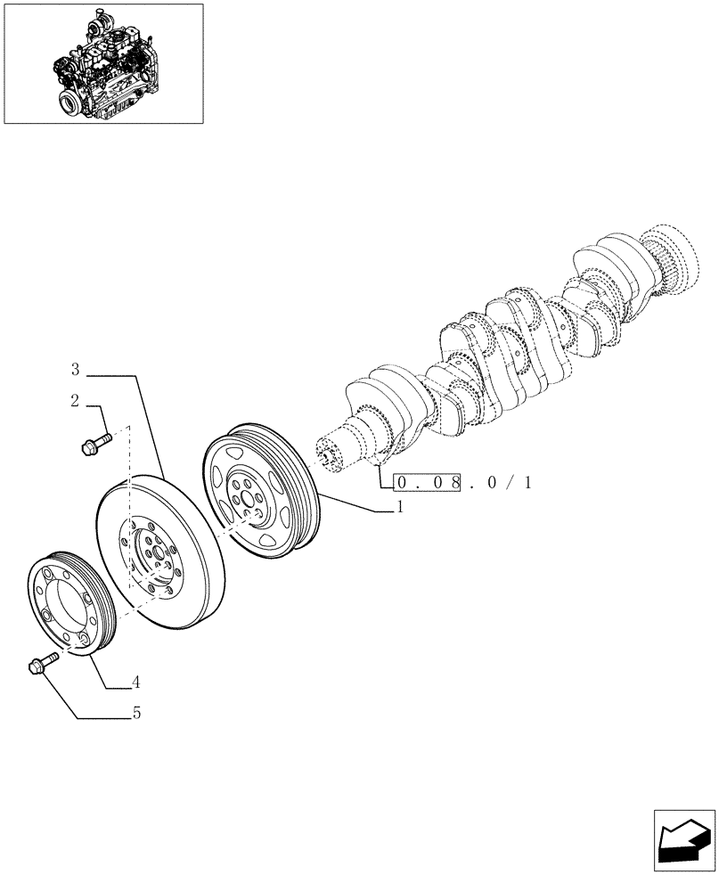 Схема запчастей Case IH MXU115 - (0.08.4/02) - PULLEY CRANKSHAFT (01) - ENGINE