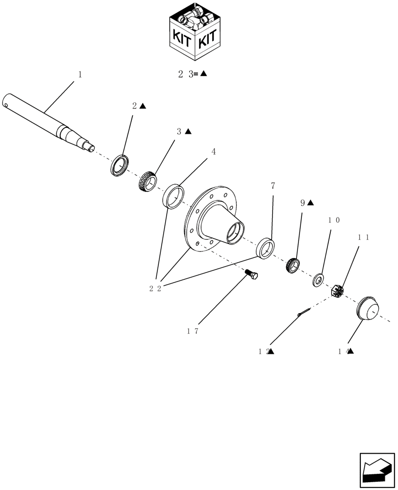 Схема запчастей Case IH ADX3360 - (D.13.B[17]) - FRONT HUB/SPINDLE ASSEMBLY - 8 BOLT HUB, 2" SPINDLE (ADX3380) D - Travel