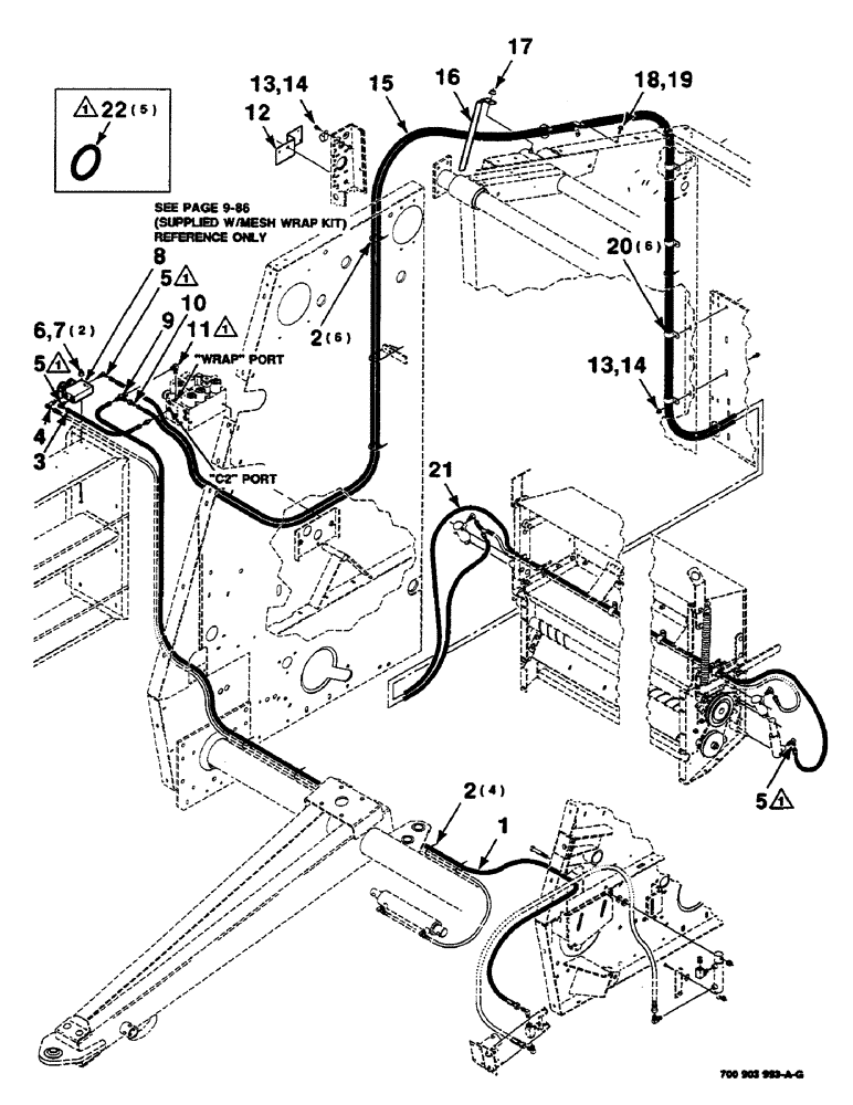 Схема запчастей Case IH 8460 - (9-42) - MESH WRAP ADAPTER KIT, HK50904 MESH WRAP ADAPTER KIT COMPLETE, SERIAL NUMBER CFH0073272 AND LATER Decals & Attachments