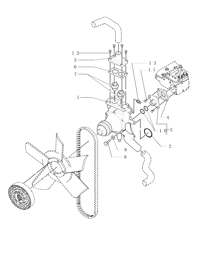 Схема запчастей Case IH WDX1701 - (071) - ENGINE, WATER PUMP, FAN (10) - ENGINE