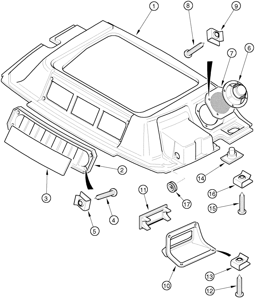 Схема запчастей Case IH MX170 - (09-33) - CAB HEADLINER TRIM (90) - PLATFORM, CAB, BODYWORK AND DECALS