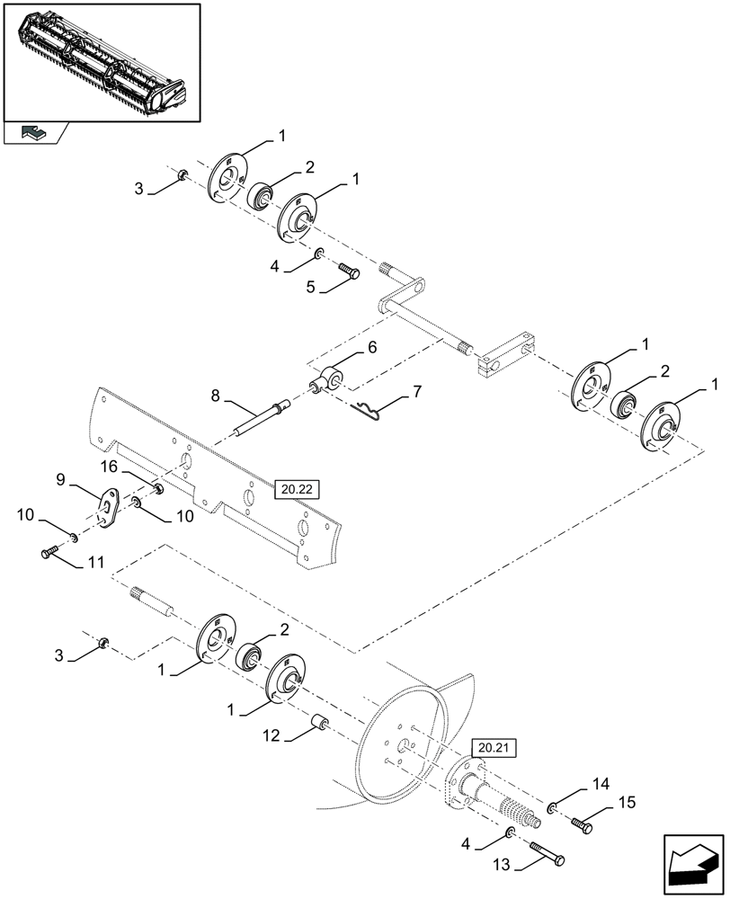 Схема запчастей Case IH 2040 - (20.23[01]) - FEED AUGER, FINGERS (20) - HEADER