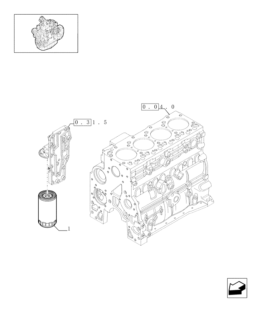 Схема запчастей Case IH F4GE9484A J602 - (0.30.2[01]) - OIL FILTERS - ENGINE (504074042) 