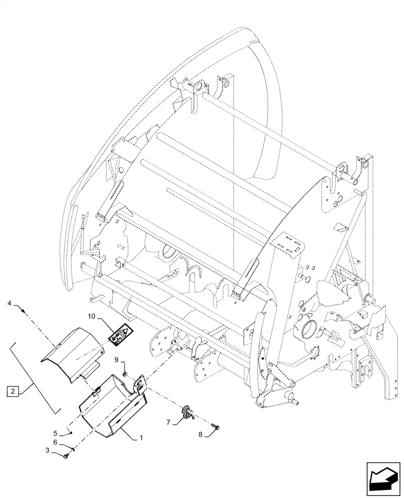 Схема запчастей Case IH RB565 - (90.105.AT[01]) - GEARBOX SHIELD, INPUT SHAFT (90) - PLATFORM, CAB, BODYWORK AND DECALS