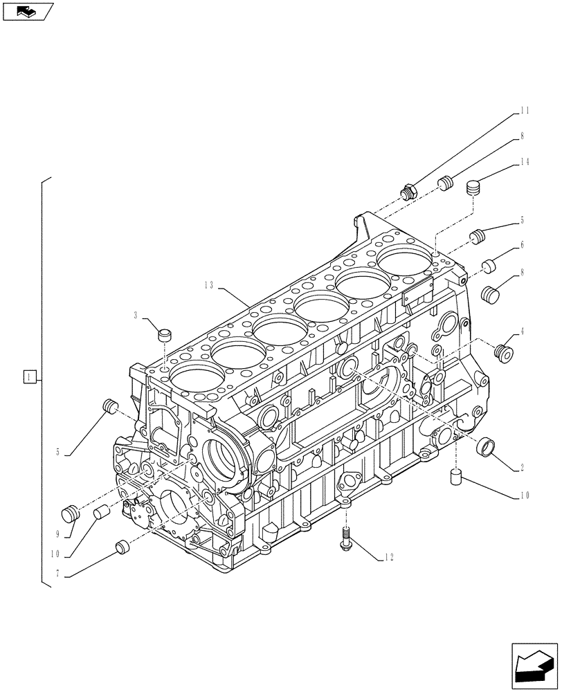 Схема запчастей Case IH F3BFE613E A015 - (10.001.AB[01]) - CRANKCASE (10) - ENGINE