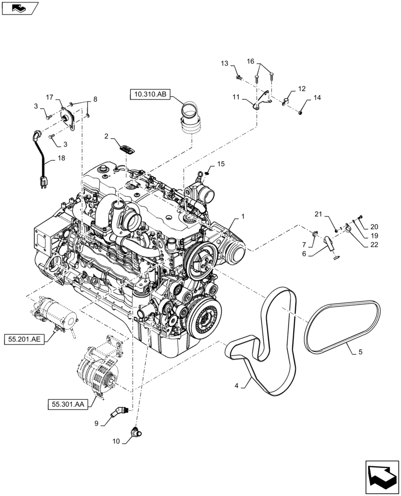 Схема запчастей Case IH 2240 - (10.001.AD[01]) - ENGINE ASSY (10) - ENGINE