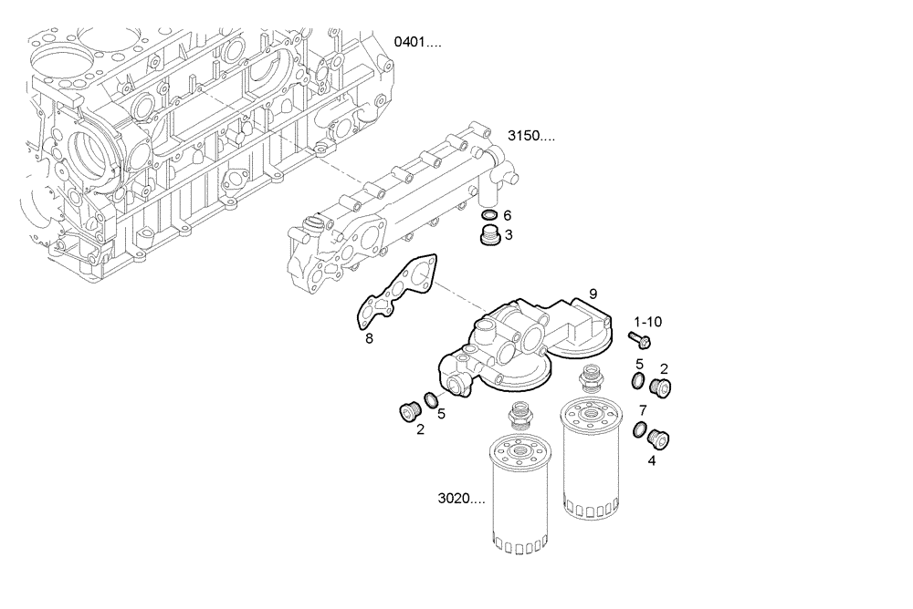 Схема запчастей Case IH F3BE0684A B002 - (3022.004) - HOUSING OIL 