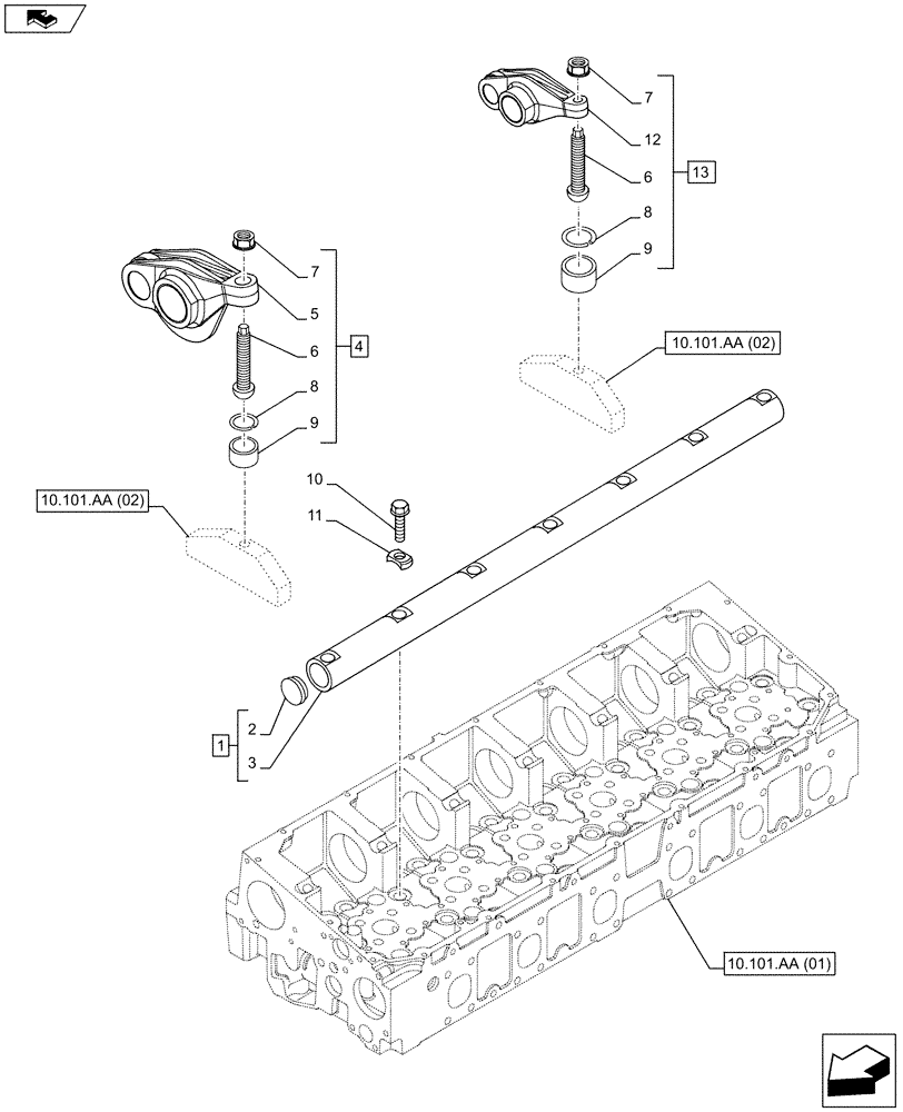 Схема запчастей Case IH F2CFE613L A022 - (10.106.AP) - ROCKSHAFT (10) - ENGINE