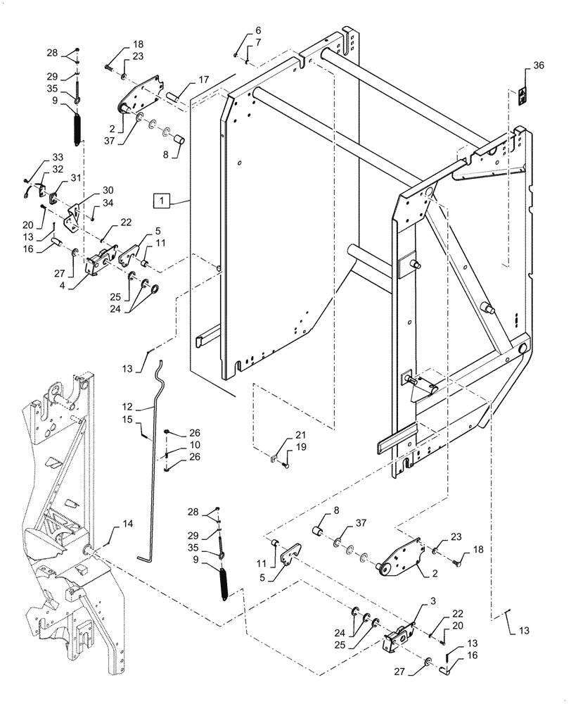 Схема запчастей Case IH RB565 - (39.100.AV) - TAILGATE & LATCH (39) - FRAMES AND BALLASTING