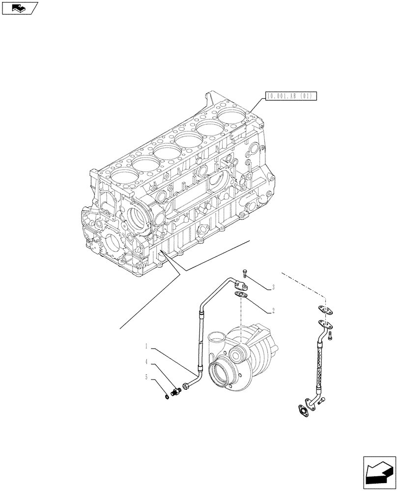 Схема запчастей Case IH F3BFE613E A003 - (10.250.AD) - TURBOCHARGER, SUPPLY LINE (10) - ENGINE