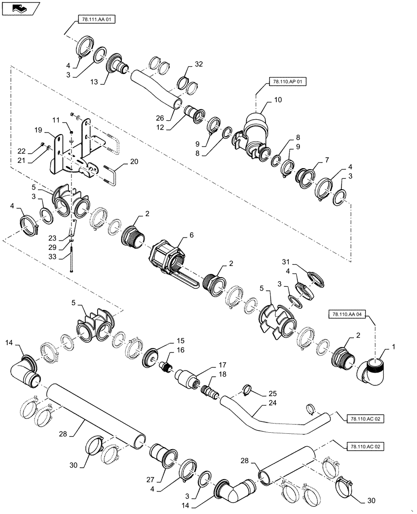 Схема запчастей Case IH 2240 - (78.110.AC[04]) - PRODUCT TANK SUMP, 3" PLUMBING (78) - SPRAYING