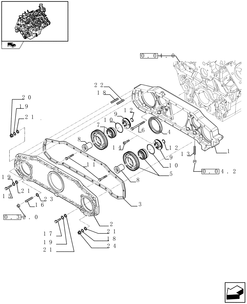 Схема запчастей Case IH FVAE2884X B200 - (0.04.3[01]) - FLYWHEEL CASE (504064737) 