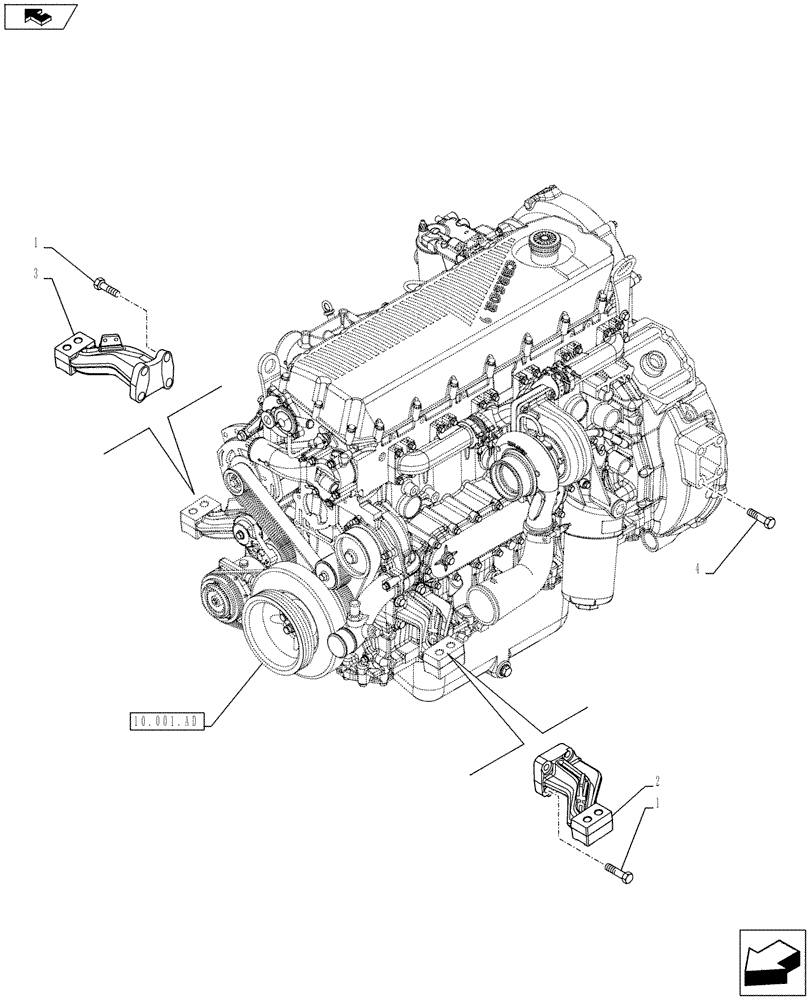 Схема запчастей Case IH F2CFE613L A022 - (10.101.AK) - ENGINE, SUPPORT (10) - ENGINE