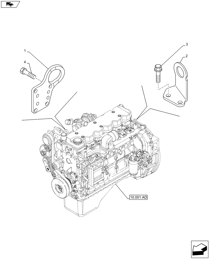 Схема запчастей Case IH F4HFE6138 A002 - (10.001.AK) - ENGINE, HOOK (10) - ENGINE