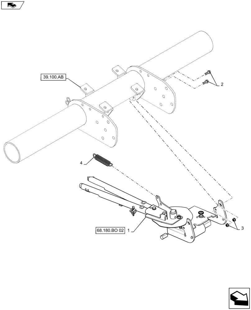 Схема запчастей Case IH RB565 - (68.180.BO[01]) - TWINE PIVOT MOUNT (68) - TYING/WRAPPING