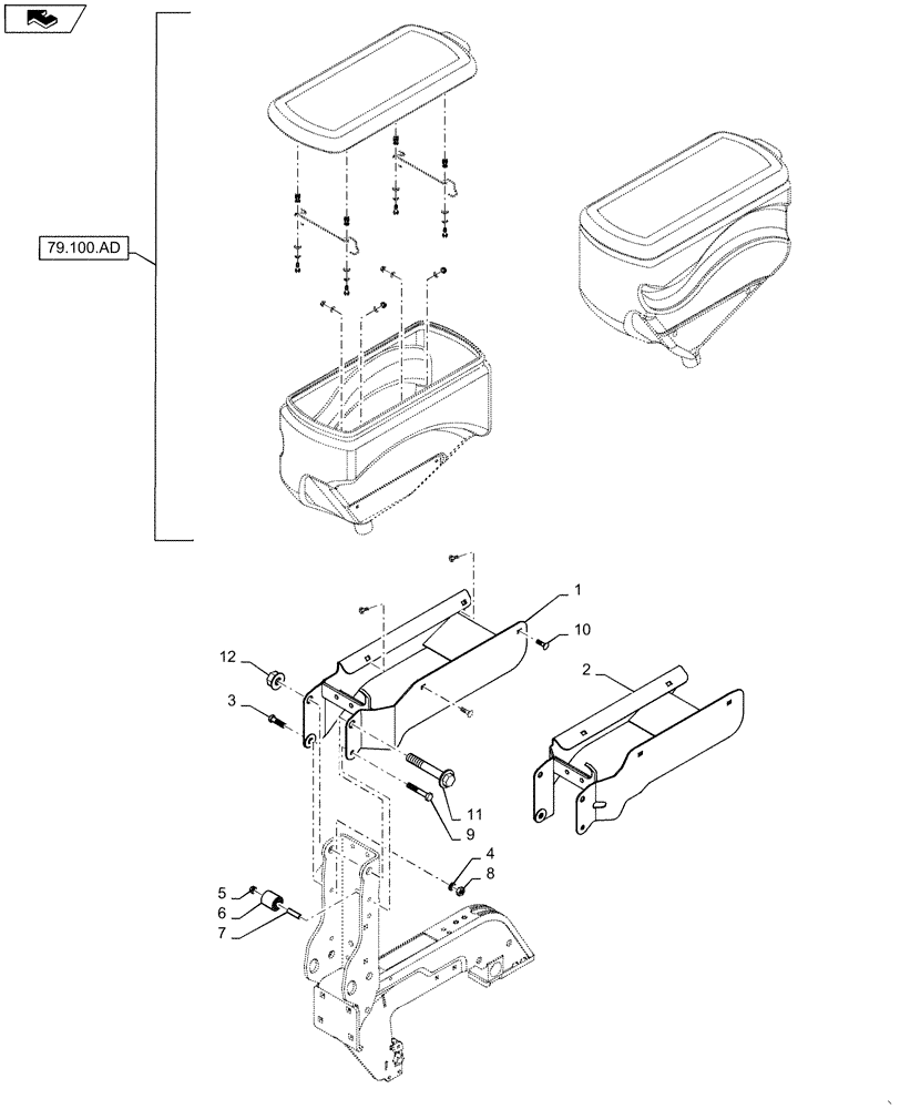 Схема запчастей Case IH 825 - (39.100.AB[03]) - HOPPER MOUNTING (39) - FRAMES AND BALLASTING