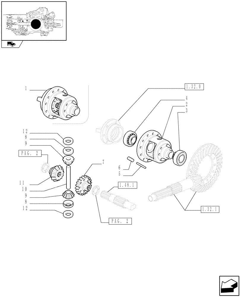 Схема запчастей Case IH FARMALL 90 - (1.32.4[01]) - DIFFERENTIAL GEARINGS - DIFFERENTIAL BOX AND GEARS (03) - TRANSMISSION